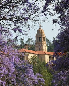 The Union buildings in Pretoria South African seen through some Jacaranda trees