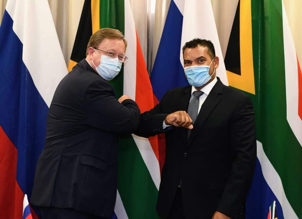 AMBASSADOR OF RUSSIA TO SOUTH AFRICA H.E.MR. IlYA ROGACHEV MET WITH DEPUTY MINISTER OF INTERNATIONAL RELATIONS AND COOPERATION OF SOUTH AFRICA H.E. MR. ALVIN BOTES.