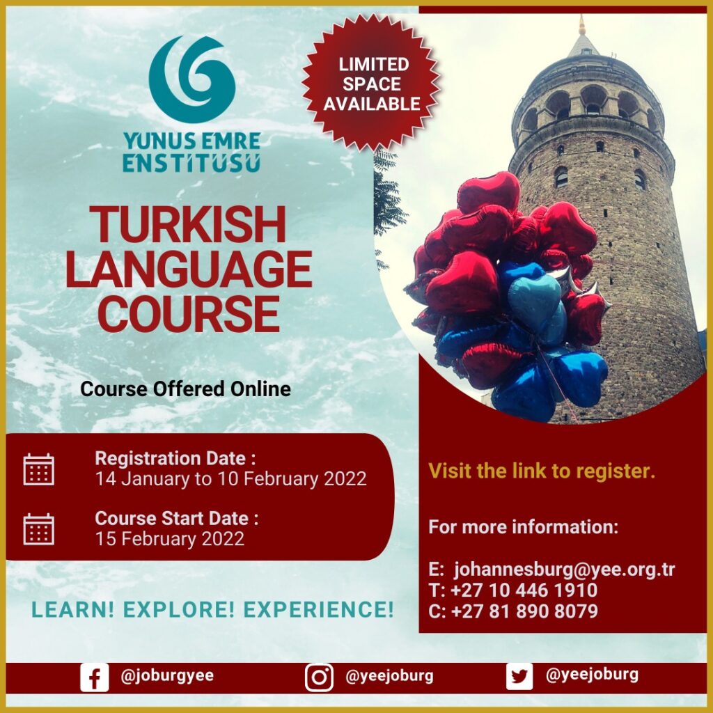 LEARN TURKISH LANGUAGE AT YUNUS EMRE INSTITUTE AND TURKISH CULTURAL CENTRE JOHANNESBURG