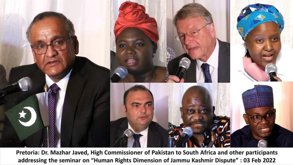 A SEMINAR ON “HUMAN RIGHTS DIMENSION OF JAMMU KASHMIR DISPUTE” HELD  AT THE PAKISTAN HIGH COMMISSION IN PRETORIA
