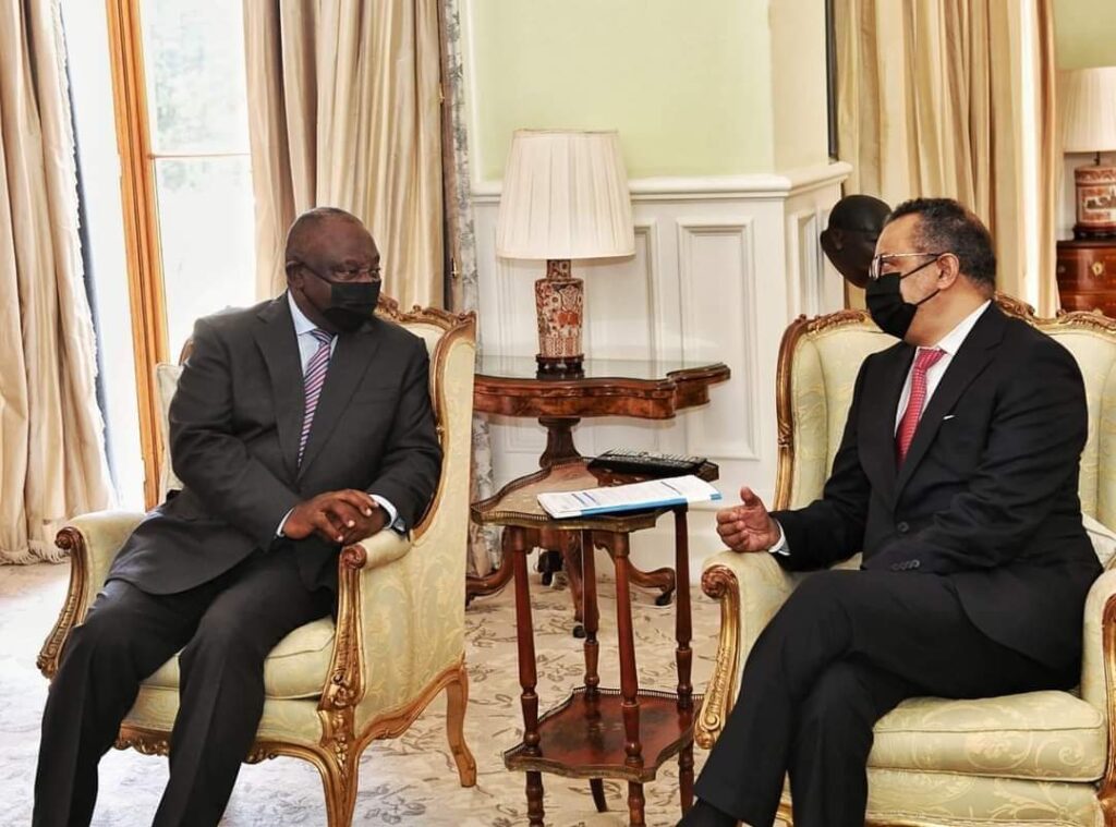 PRESIDENT RAMAPHOSA MEETS WITH WORLD HEALTH ORGANIZATION DIRECTOR-GENERAL DR TEDROS GHEBREYESUS