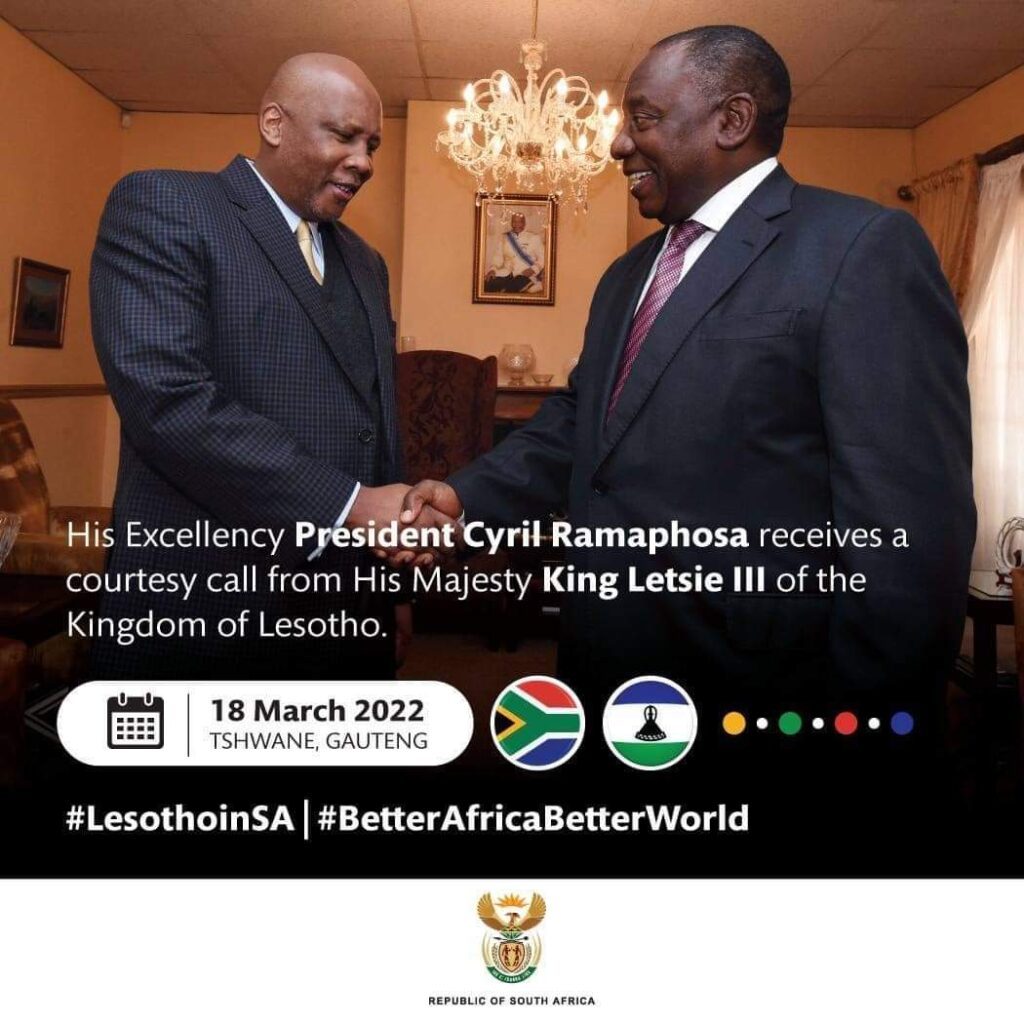 PRESIDENT RAMAPHOSA RECEIVED A COURTESY CALL FROM LESOTHO’S KING LETSIE III
