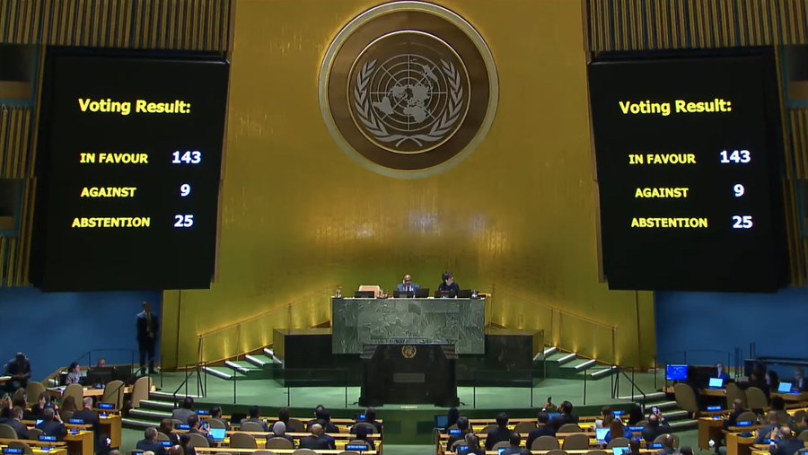 UN General Assembly Adopts Resolution, Urges Security Council to Reconsider Palestine's Membership Favorably; Alters Participation Modalities